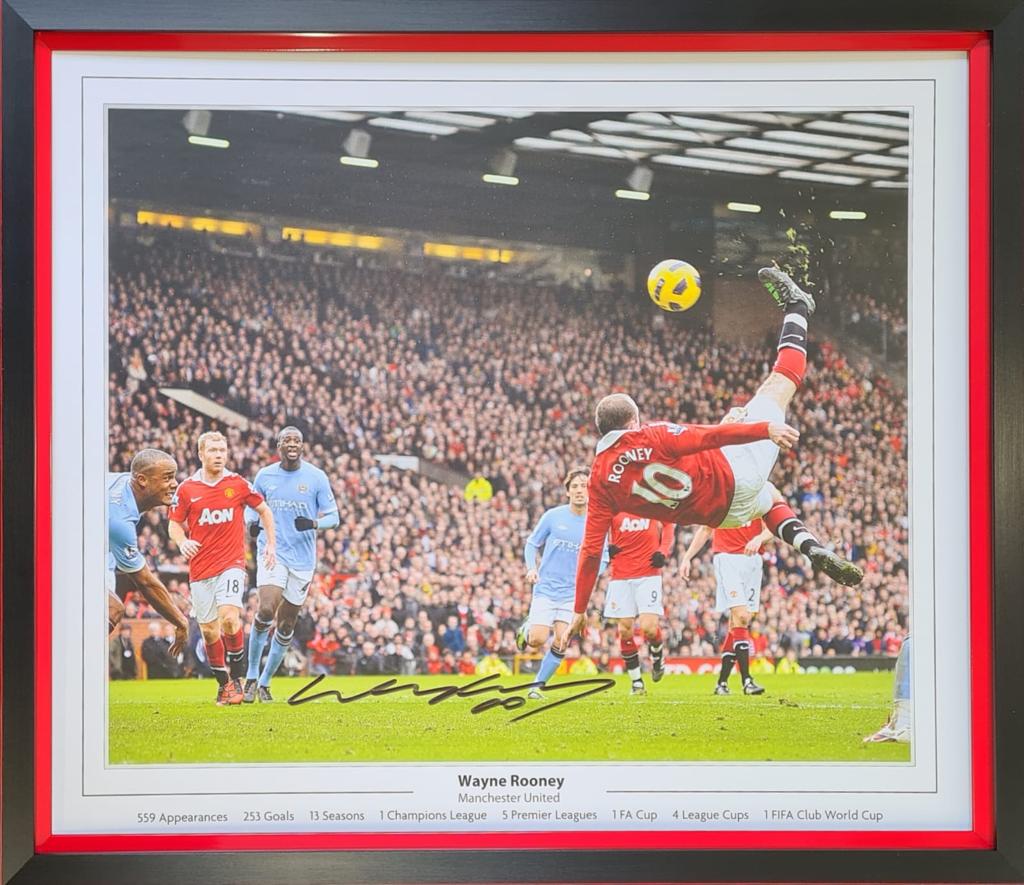 Wayne Rooney Manchester United Overhead Kick Signed Display